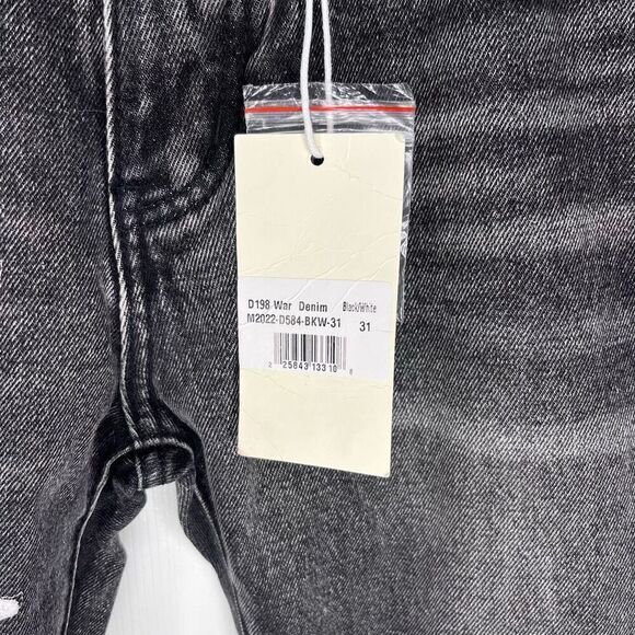 NWT mnml Men's D198 War Straight Denim Size 31 Distressed gray black denim - Picture 5 of 9